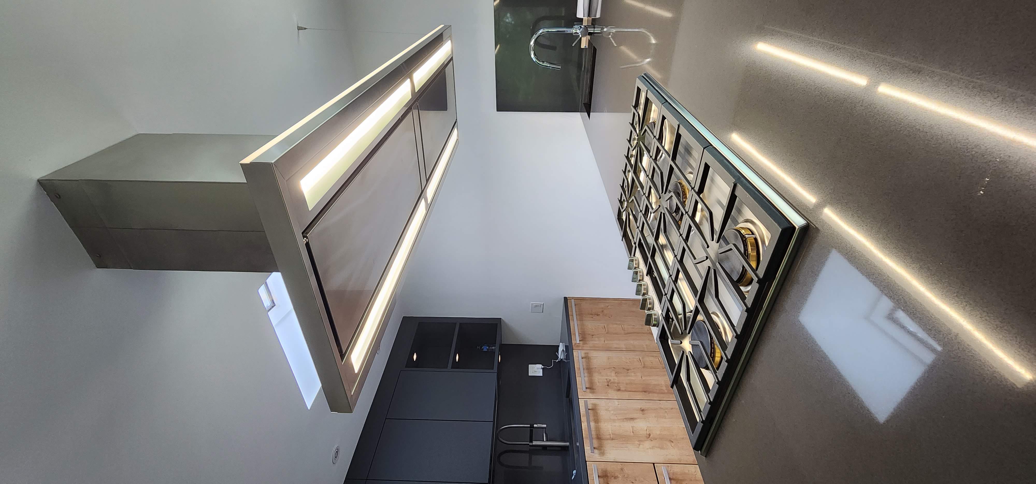 Custom Kitchen with Geometric Wine Rack