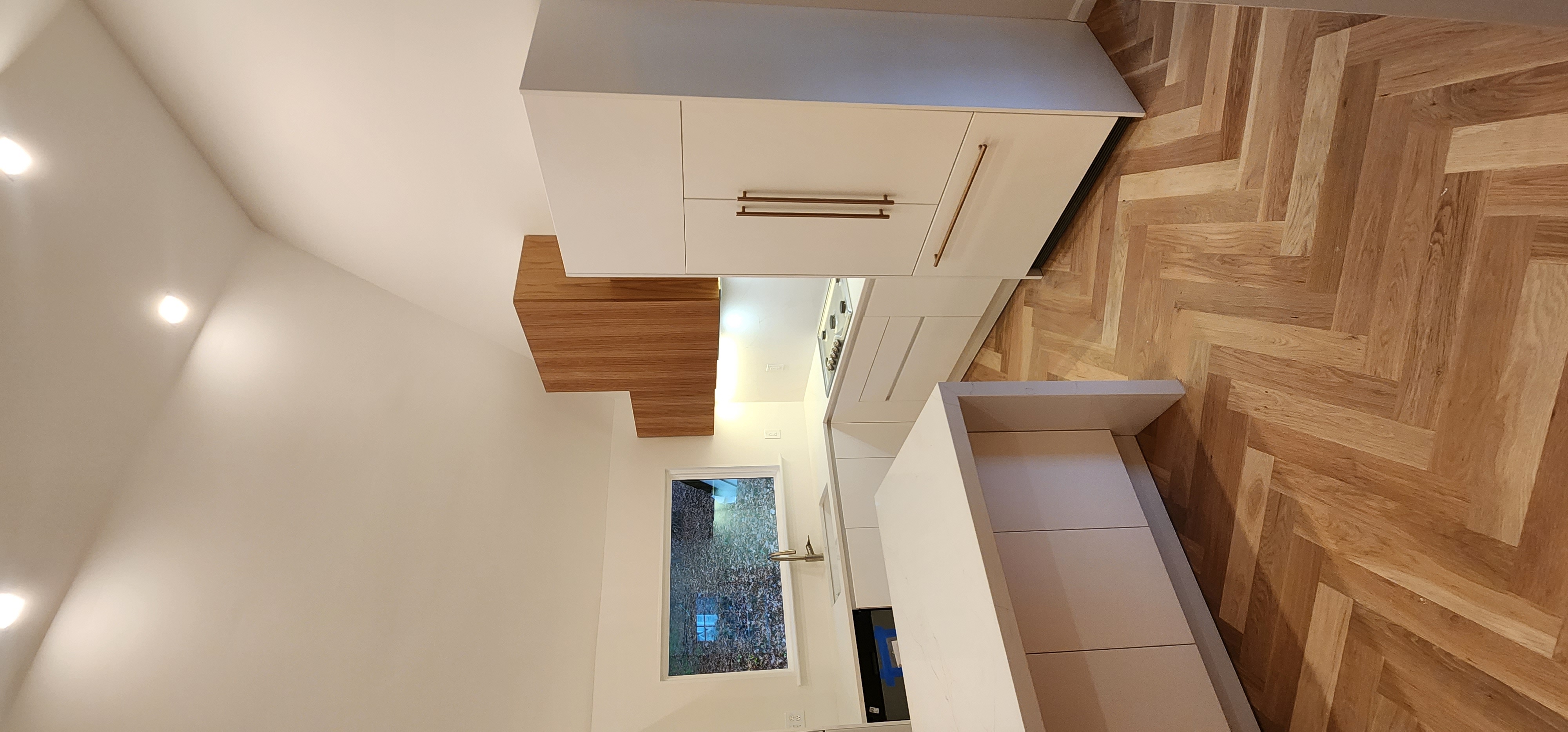 Modern Kitchen Design with Herringbone Floors