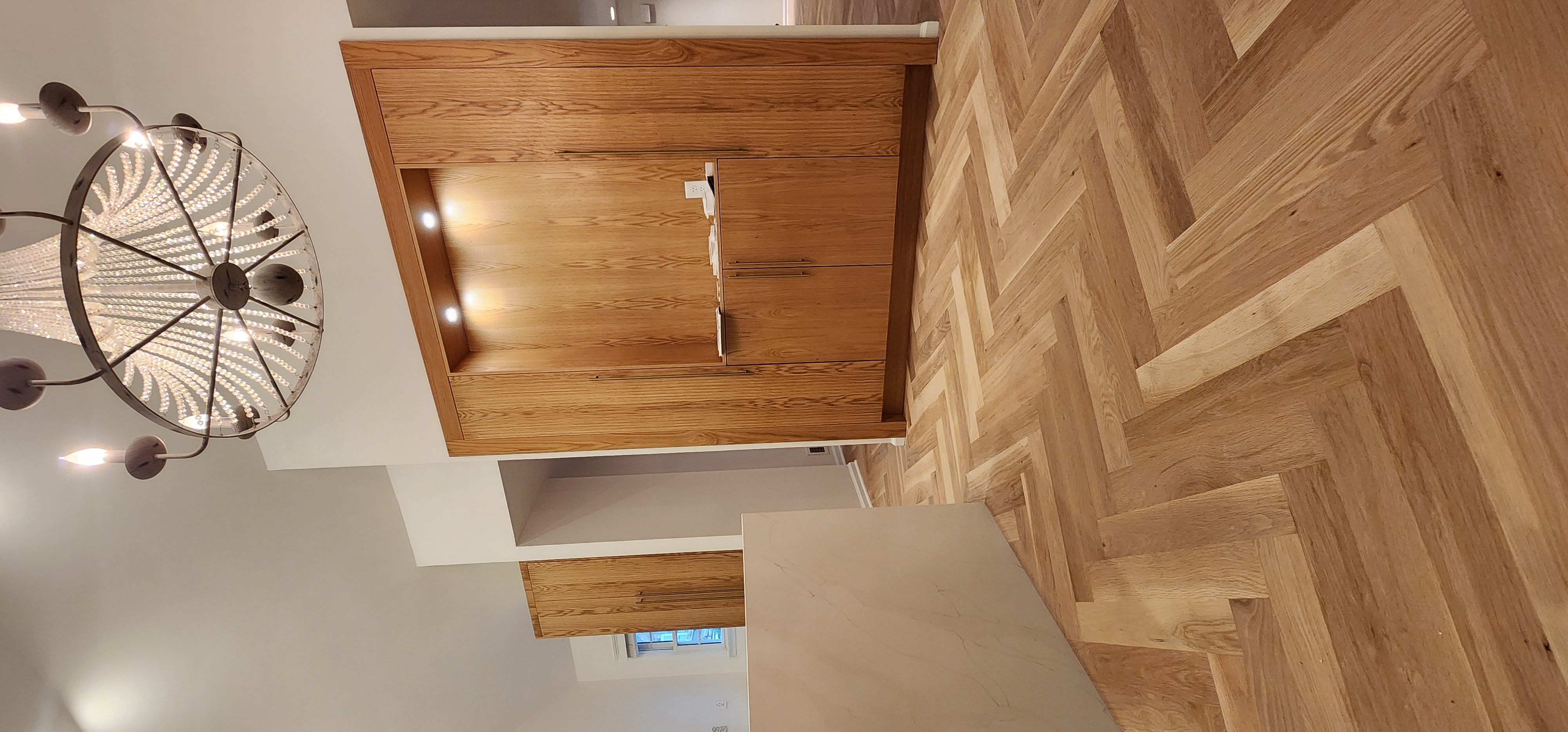 Modern Kitchen with Herringbone Flooring