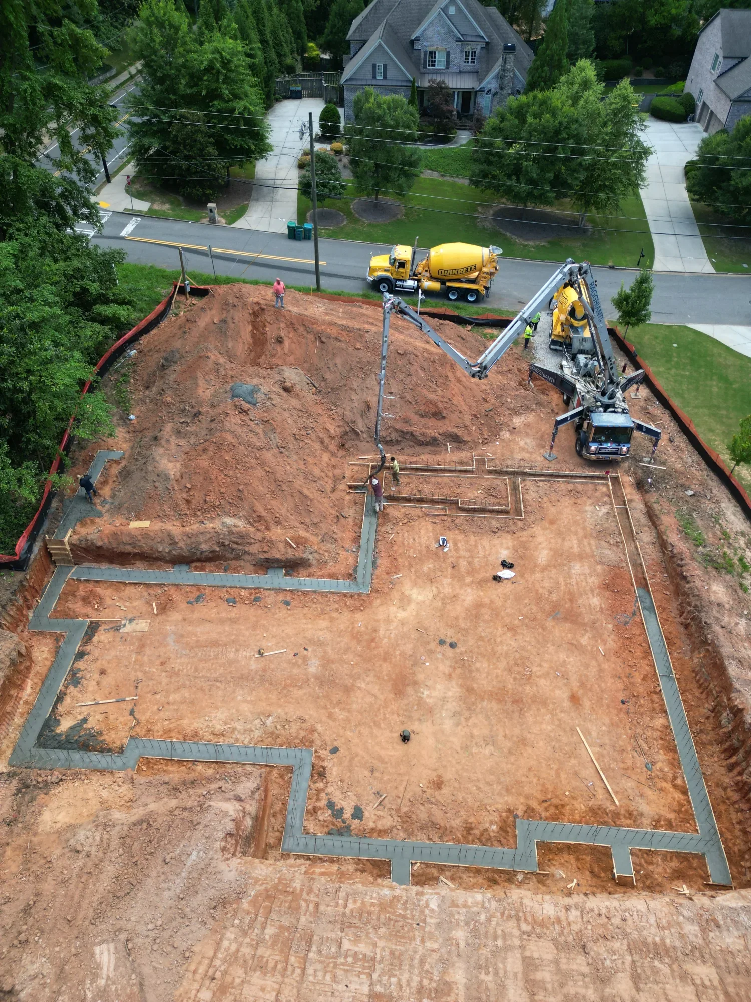 Aerial view of reinforced footing forms