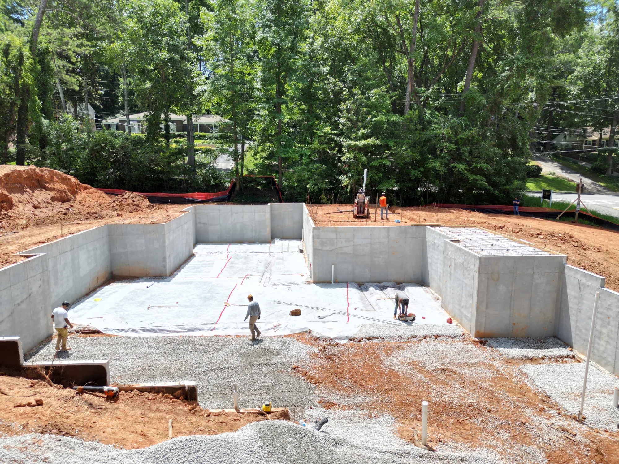 Prepared slab area inside foundation walls