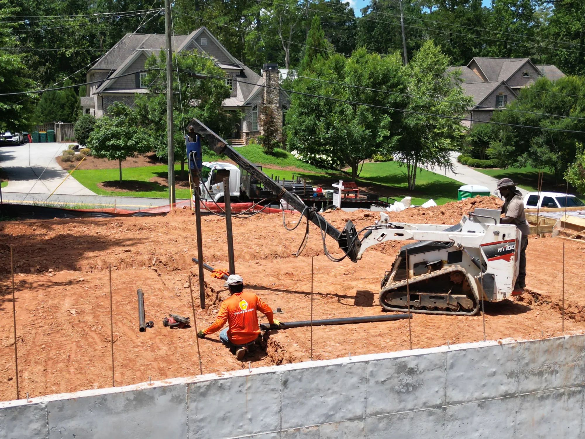 Backfilled custom home foundation