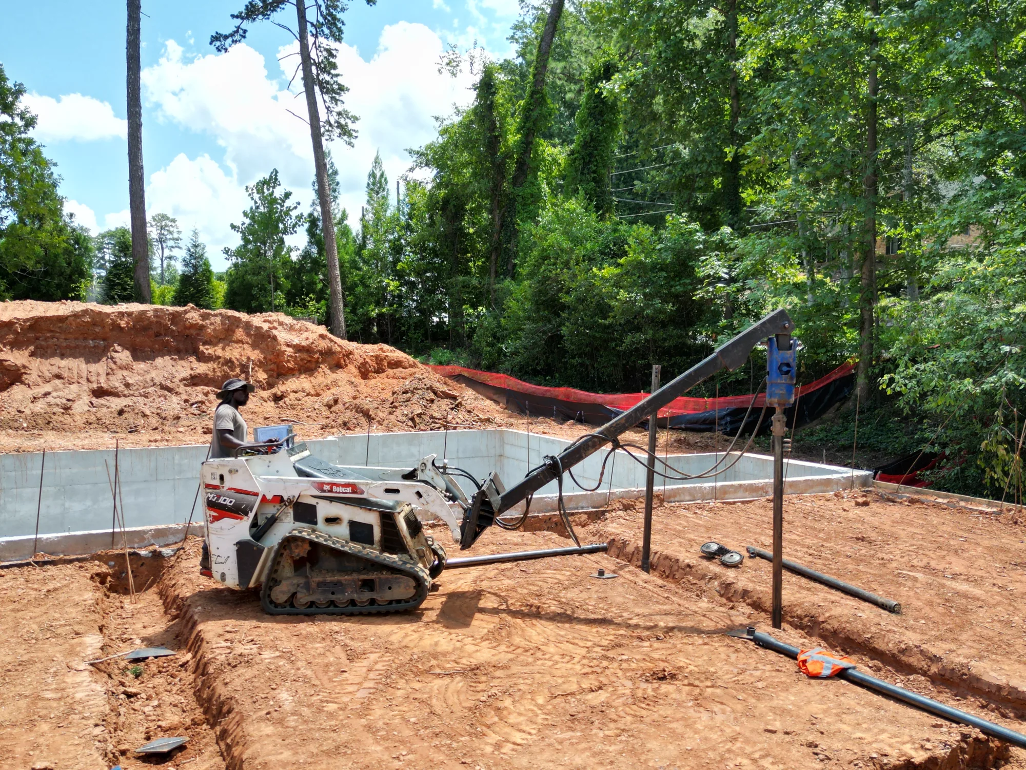 Aerial construction progress after backfill