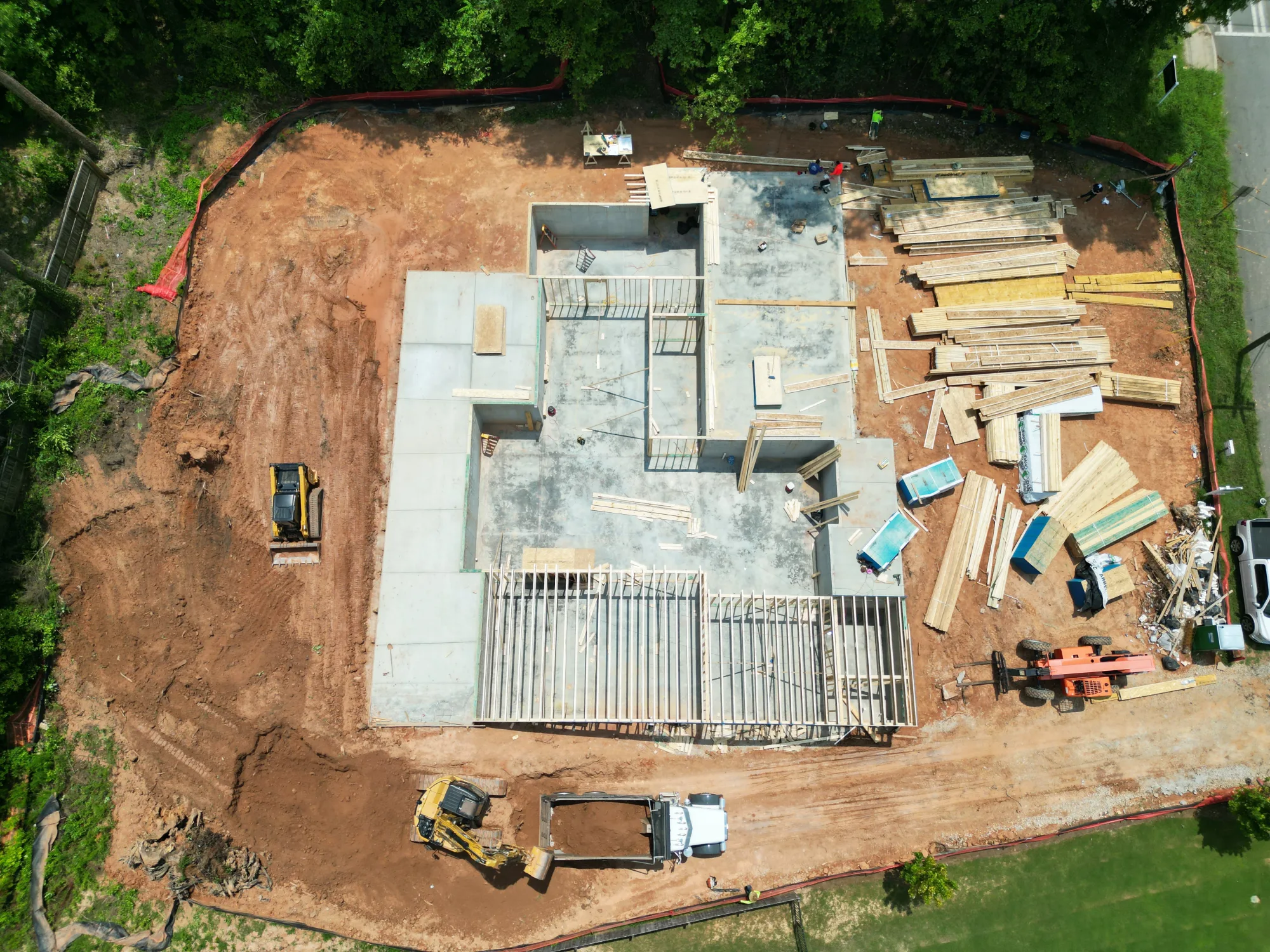 Top-down view of subfloor construction